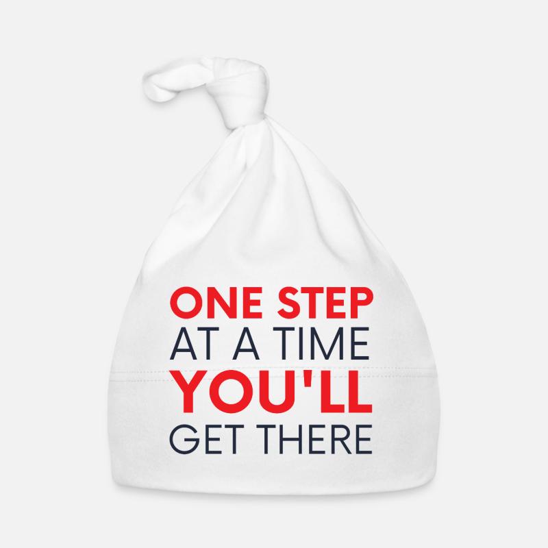 One Step At A Time You'll Get There - Baby Bio-Mütze - Weiß