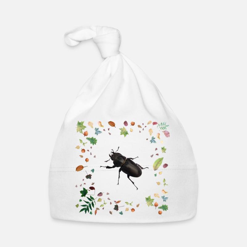 Hirschkäfer mit Herbstlaub Baby Bio-Mütze