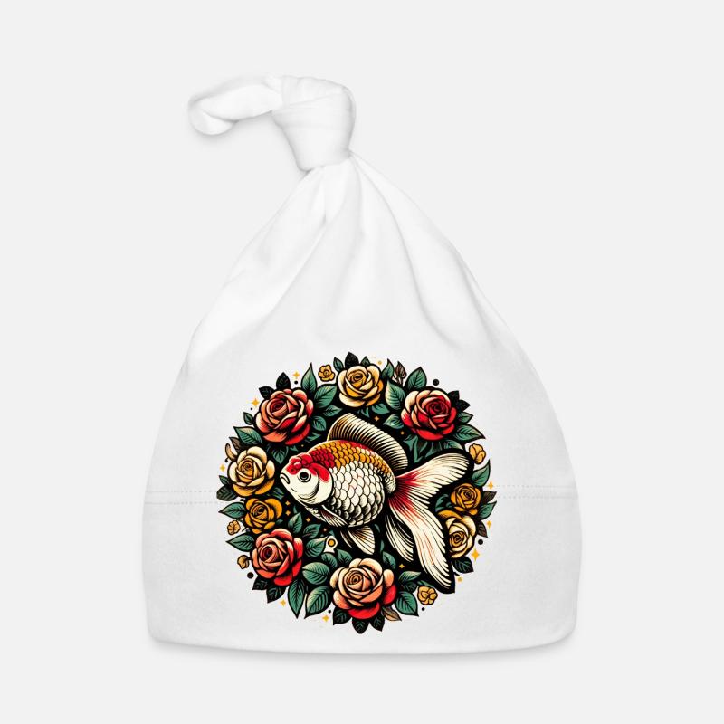 Conception du cercle Koi et Roses Bonnet bio Bébé
