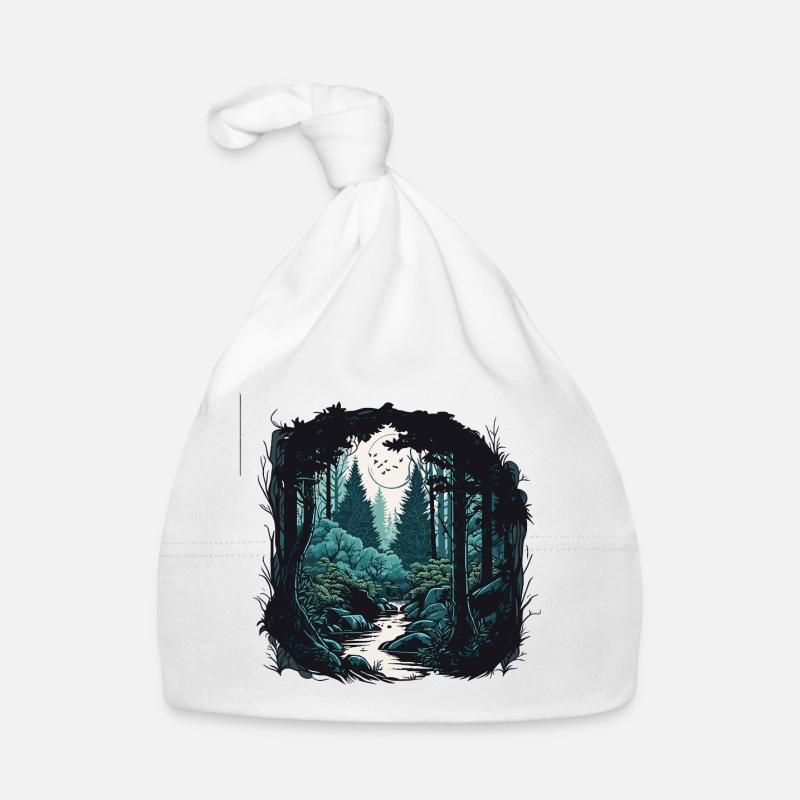 Sentier de la Forêt Lunaire au clair de lune Bonnet bio Bébé