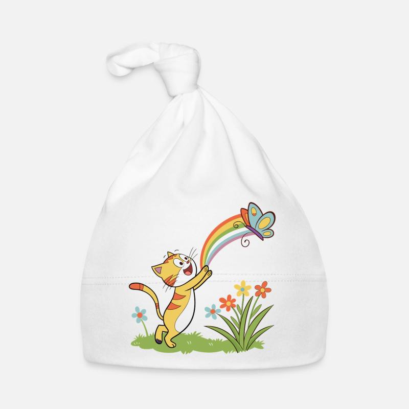 Rainbow Chase Kitten Organic Baby Cap