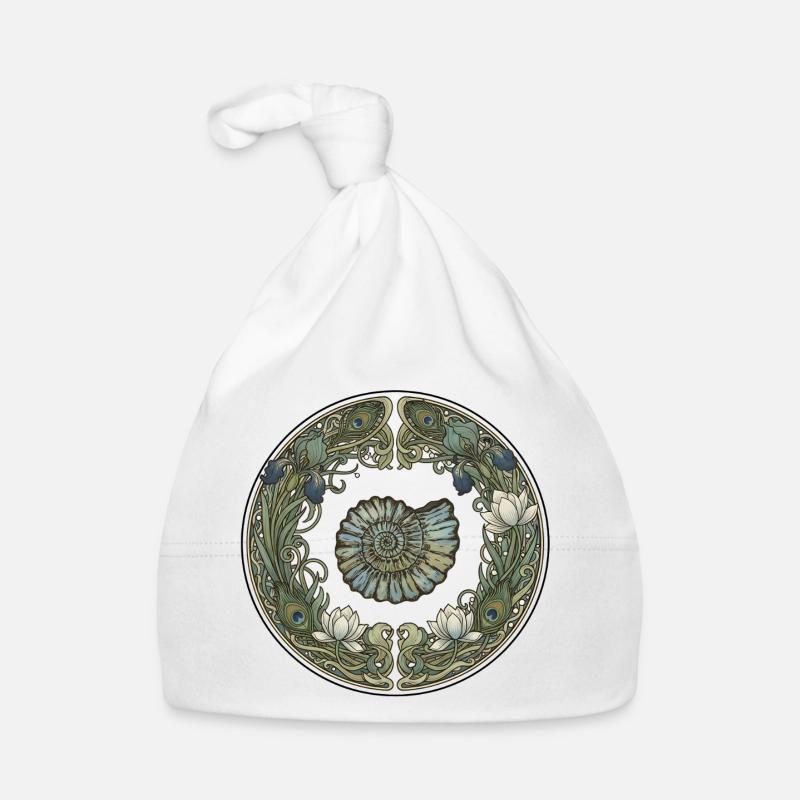 Cadre circulaire en ammonite avec jonc de mer Bonnet bio Bébé