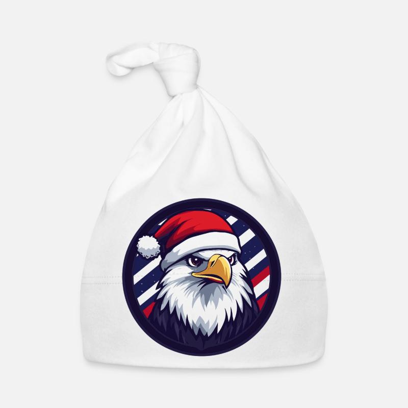 Aigle de Noël dans le cercle du drapeau Bonnet bio Bébé