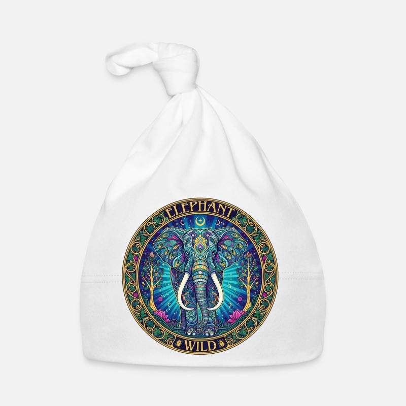 Wild Elephant Mandala Circle Organic Baby Cap