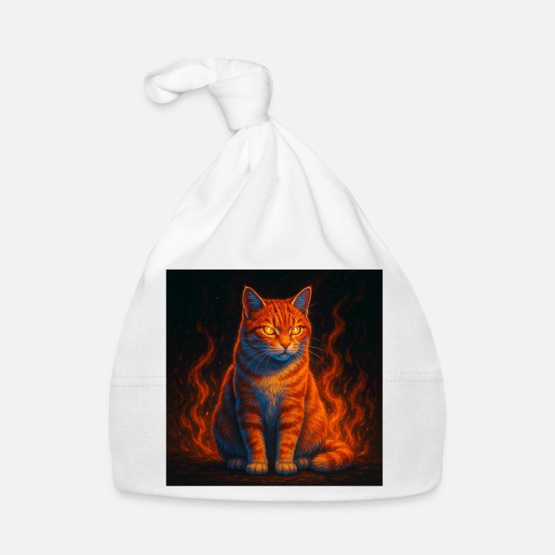Le regard enflammé du chat de feu Bonnet bio Bébé