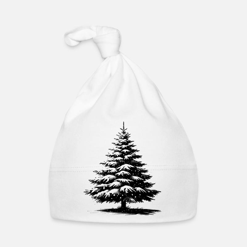 Schneebedeckte Weihnachtskiefer Baby Bio-Mütze
