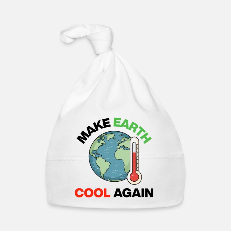Make Earth Cool Again – Act Now - Organic Baby Cap - white