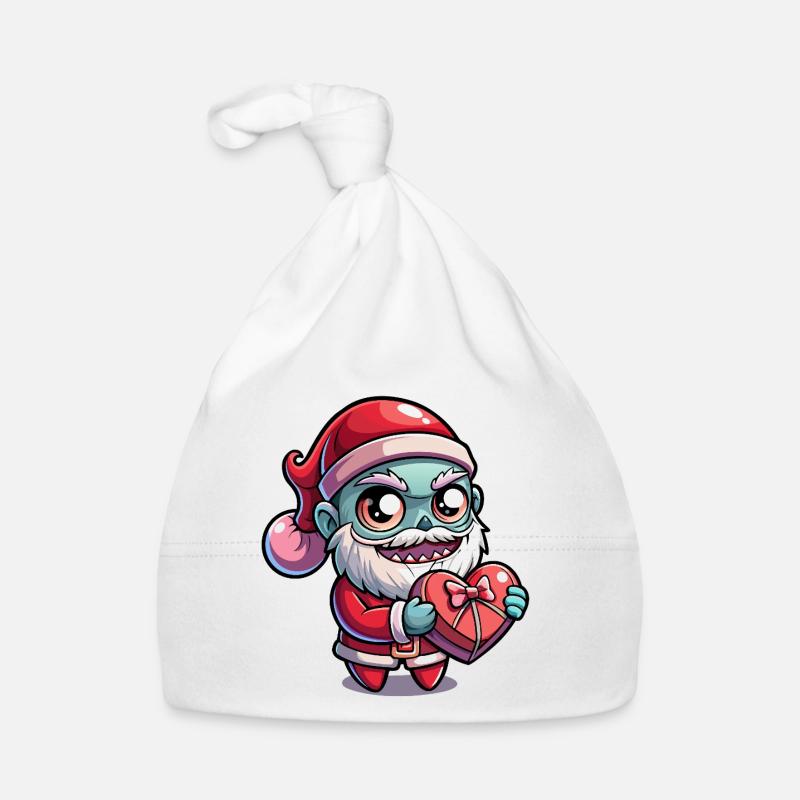 Weihnachtsmann-Zombie mit Herzgeschenk Baby Bio-Mütze