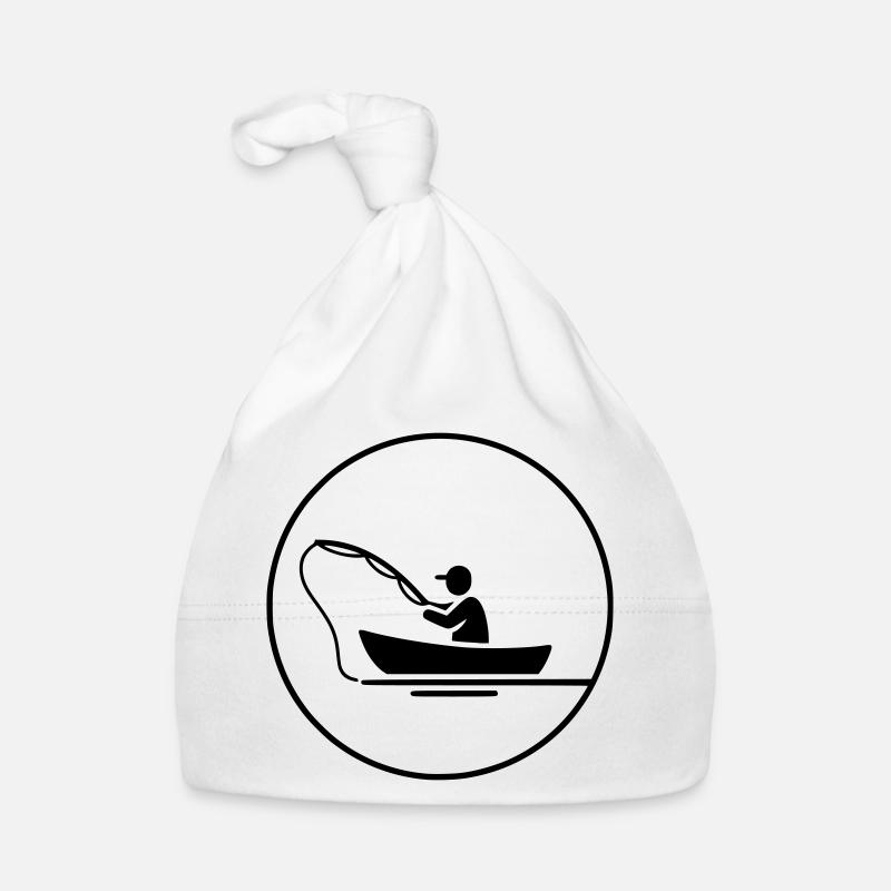 Logo de la silhouette du pêcheur dans le bateau Bonnet bio Bébé
