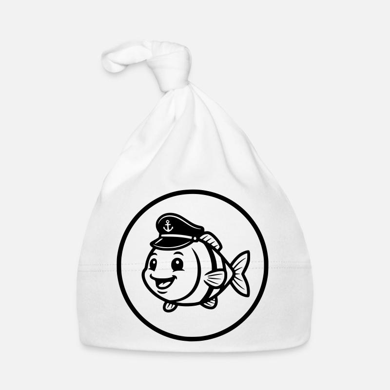 Funny Fish Captain Cap Comic Organic Baby Cap