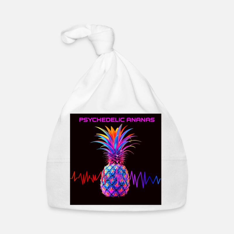 Psychedelic pineapple neon print Organic Baby Cap