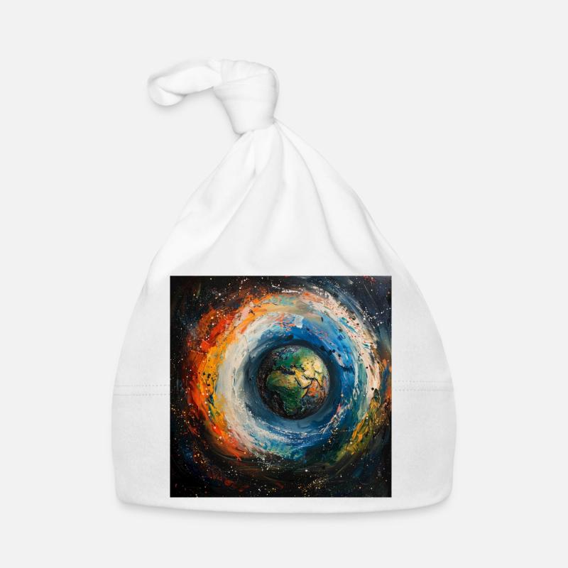 Le monde de la Terre dans un tourbillon de couleurs Bonnet bio Bébé