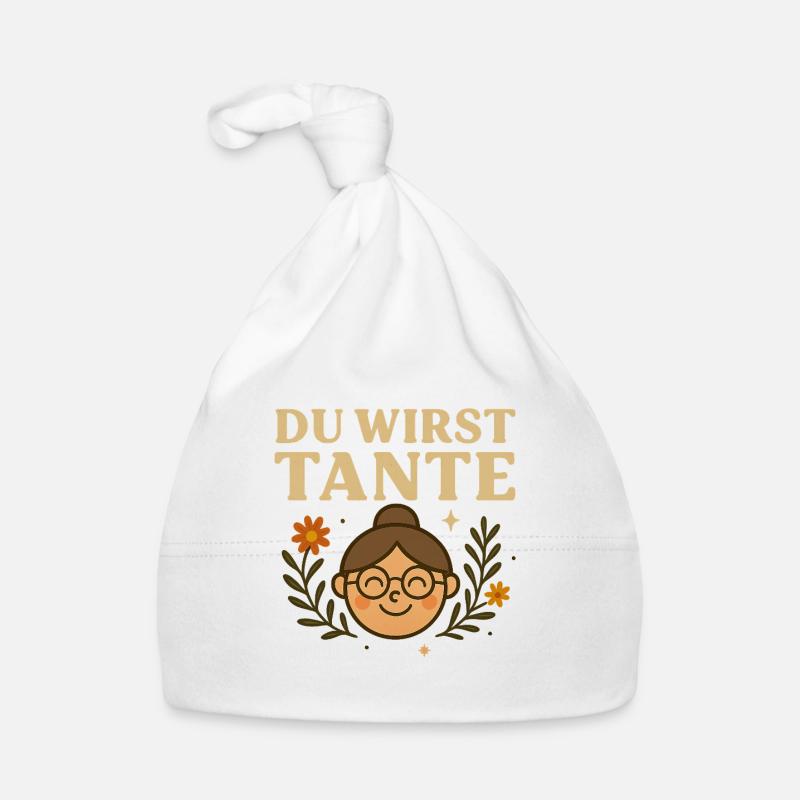 Tu vas devenir tante - illustration joyeuse de grand-mère - Bonnet bio Bébé - blanc