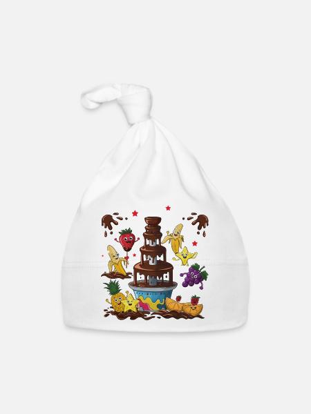 Chocolate Fountain Fruit Friends Design - Organic Baby Cap - white - Front