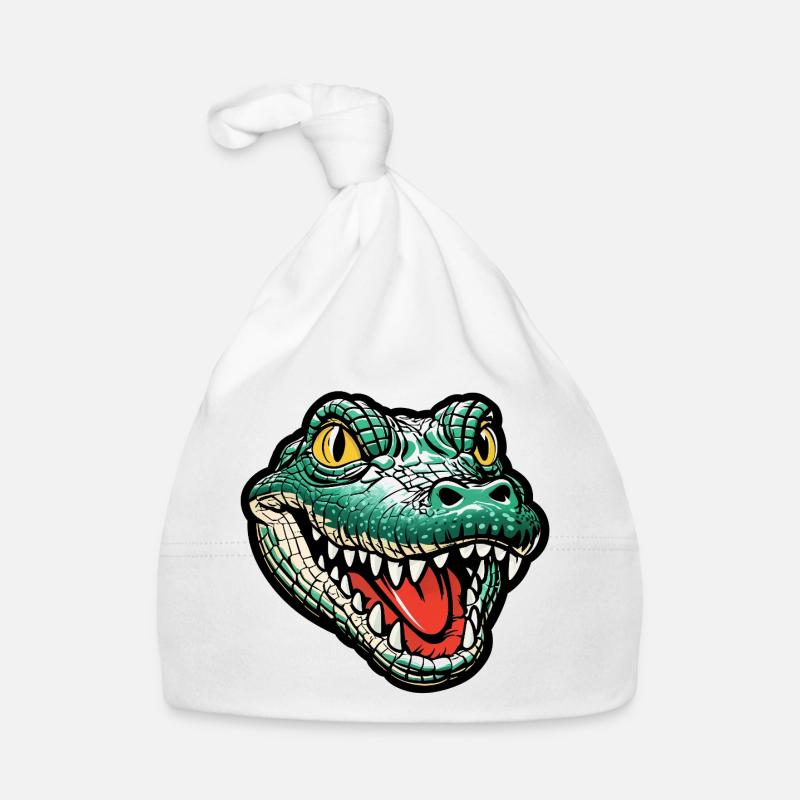 Grinning Crocodile Head Organic Baby Cap