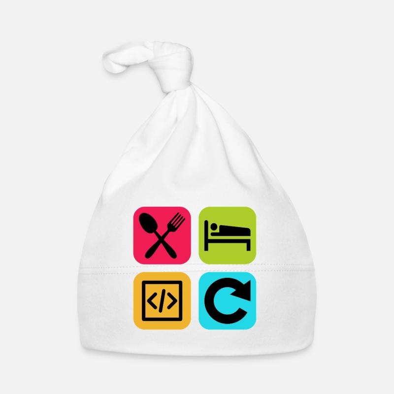 Eat Sleep Code Repeat Funny Quote Dev Organic Baby Cap