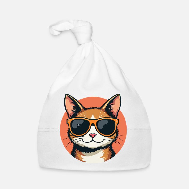 Chat cool avec lunettes de soleil portrait de chat Bonnet bio Bébé