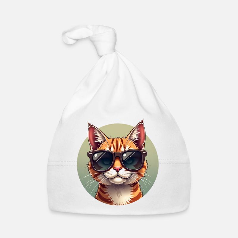 Chat cool avec lunettes de soleil portrait de chat Bonnet bio Bébé