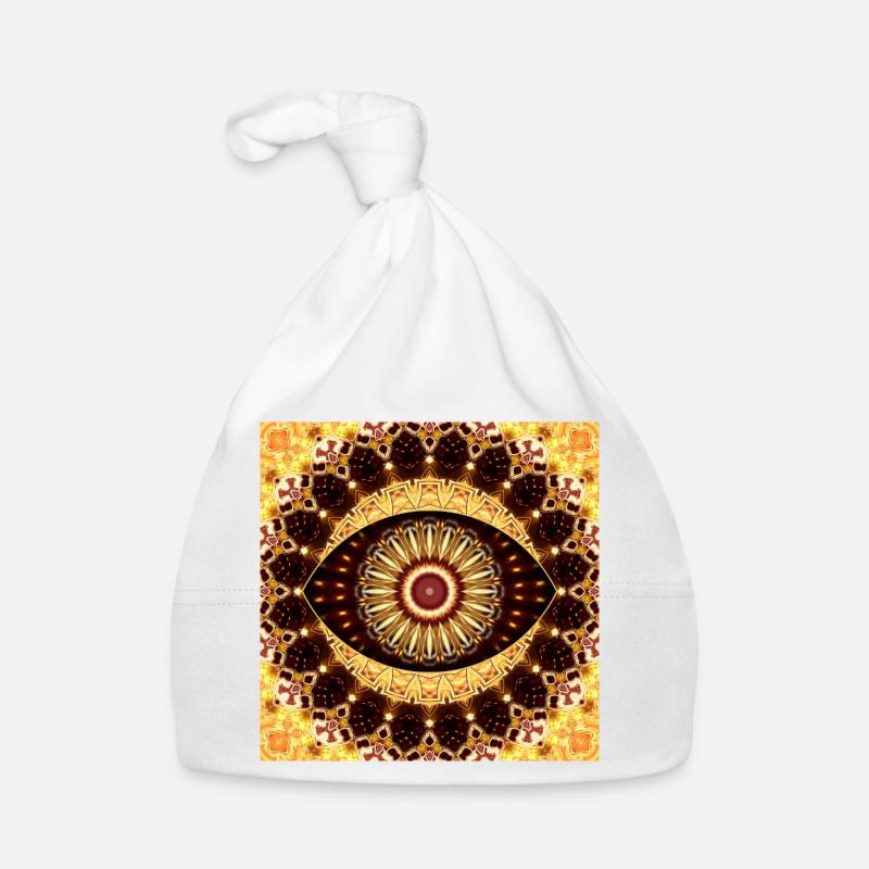 Kaléidoscope Mandala Tons d’or Bonnet bio Bébé
