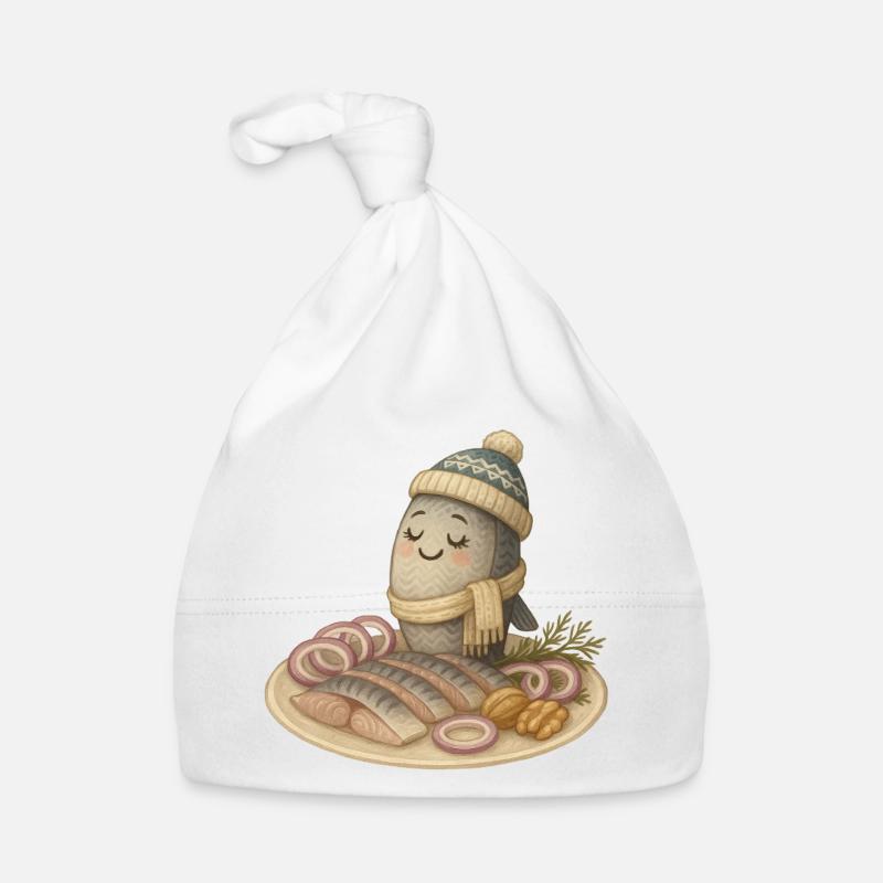 Stolzer Hering - Baby Bio-Mütze - Weiß