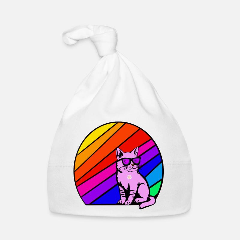 Chat arc-en-ciel avec des lunettes de soleil Bonnet bio Bébé