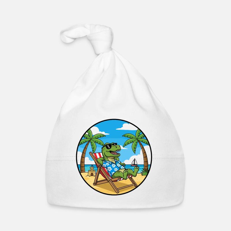 Cool Dinosaur Beach Vacation Summer Vibes Organic Baby Cap