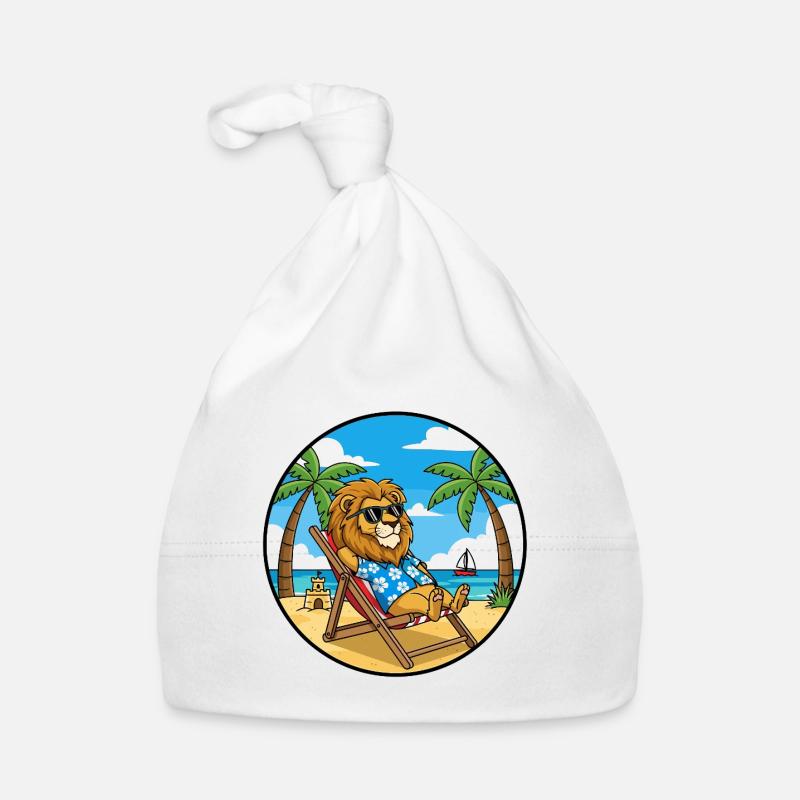 Cool Lion Beach Vacation Summer Vibes Organic Baby Cap
