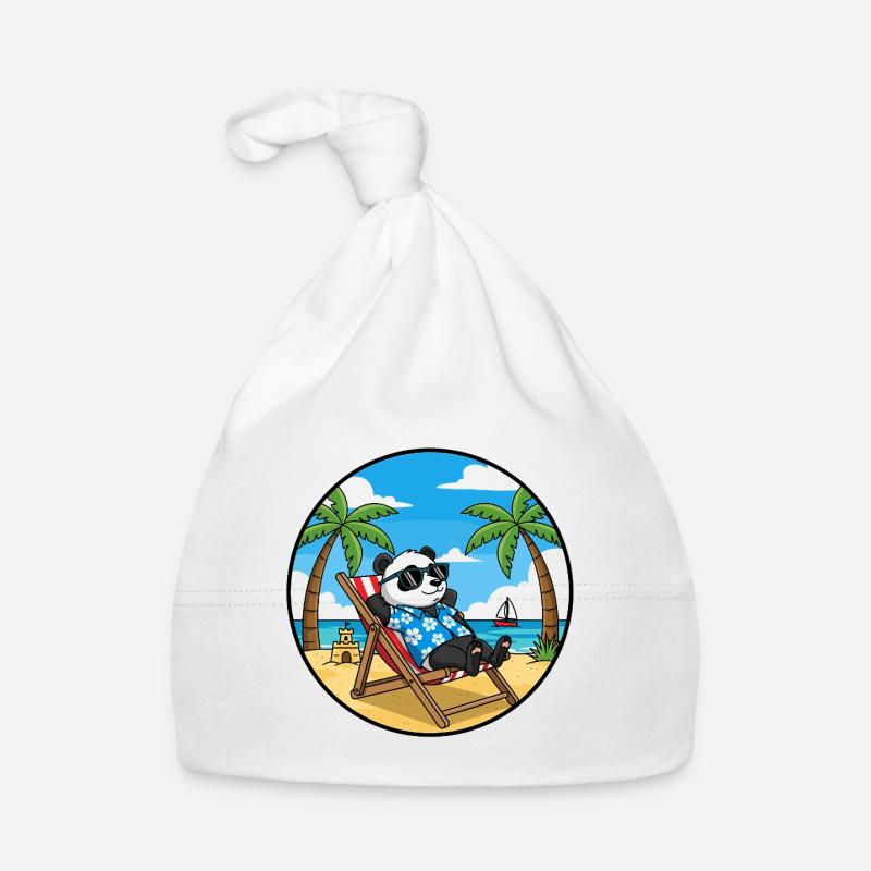 Cool Panda Beach Vacation Summer Vibes Organic Baby Cap