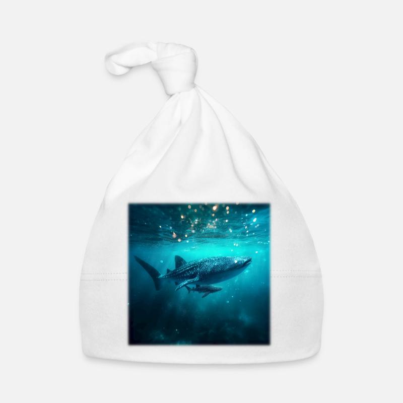 Mère requin-baleine avec bébé nature sous l’eau Bonnet bio Bébé