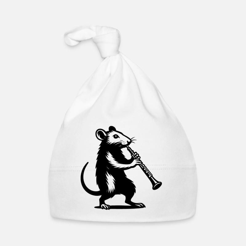 Clarinet-playing mouse Organic Baby Cap