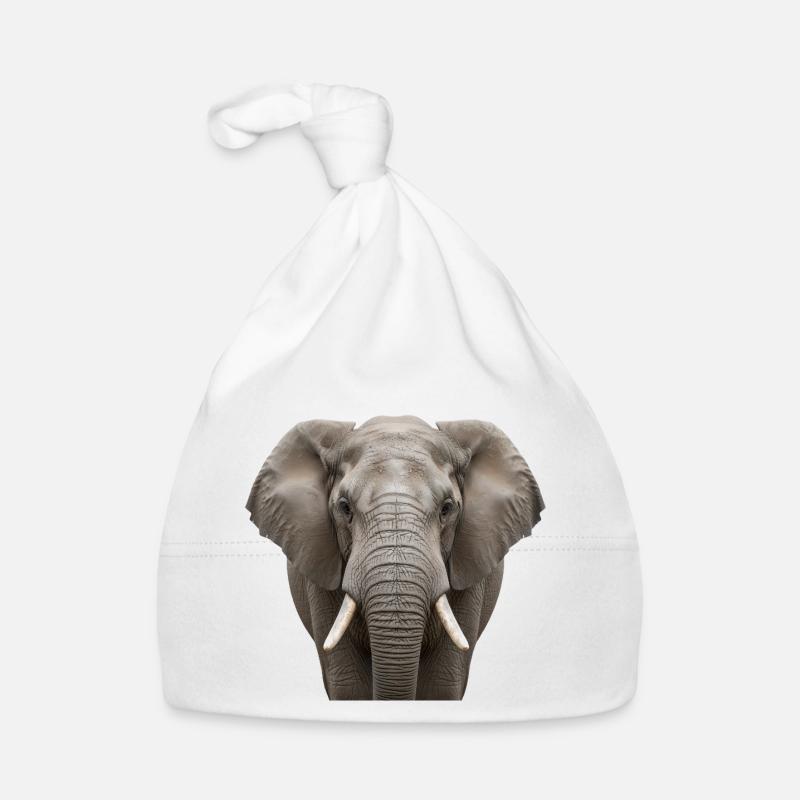 Portrait d’éléphant : Majestueux design de faune sauvage Bonnet bio Bébé