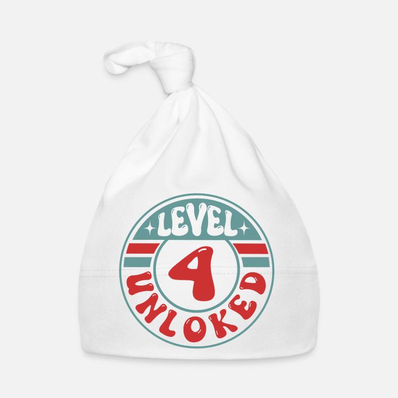 Level 4 Unlocked – Cooles Gamer Geburtstagsdesign Baby Bio-Mütze
