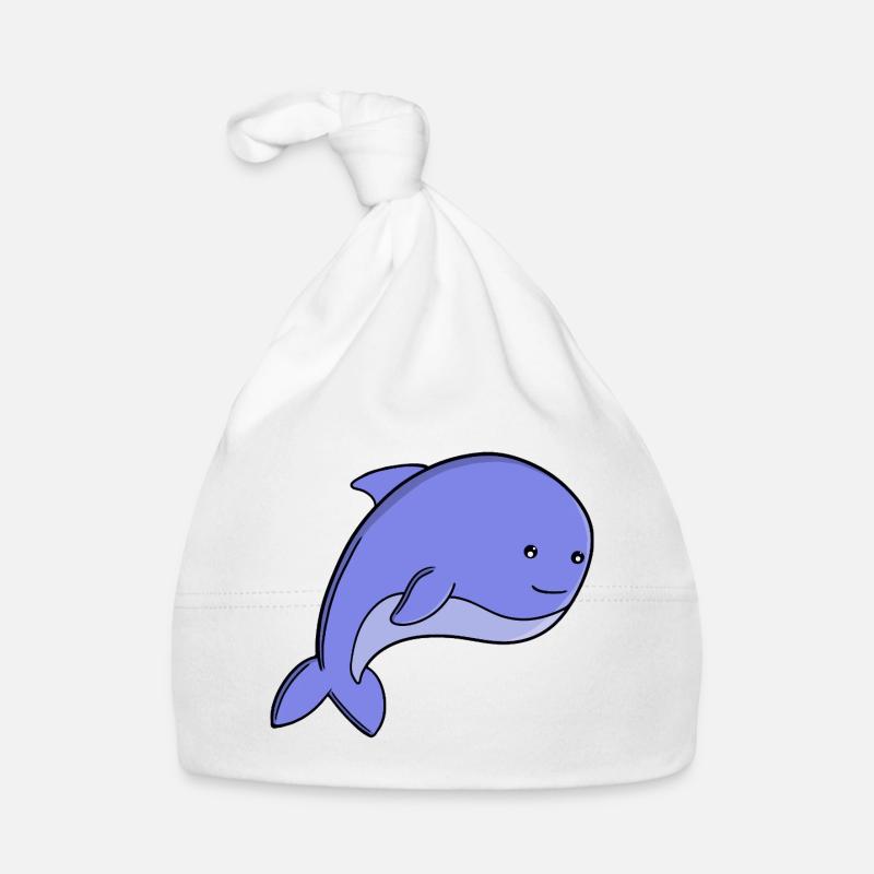 Süßer blauer Fisch-Kawaii-Delfin- oder Schweinswal-Cartoon Baby Bio-Mütze