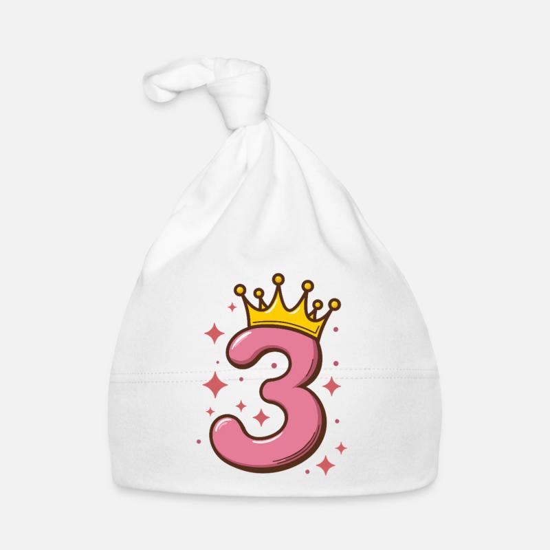 Third Birthday Crown Glitter Organic Baby Cap