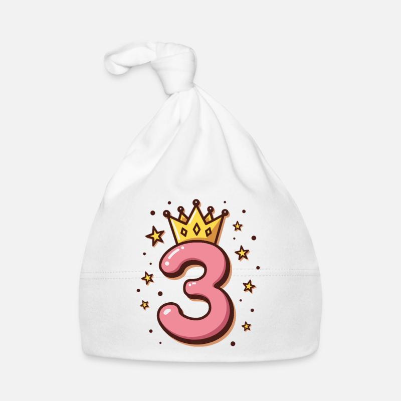3e anniversaire Petite Princesse avec Couronne Bonnet bio Bébé