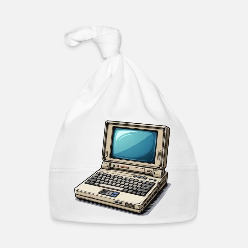  Laptop Retro-Computer Vintage Stil Illustration Baby Bio-Mütze