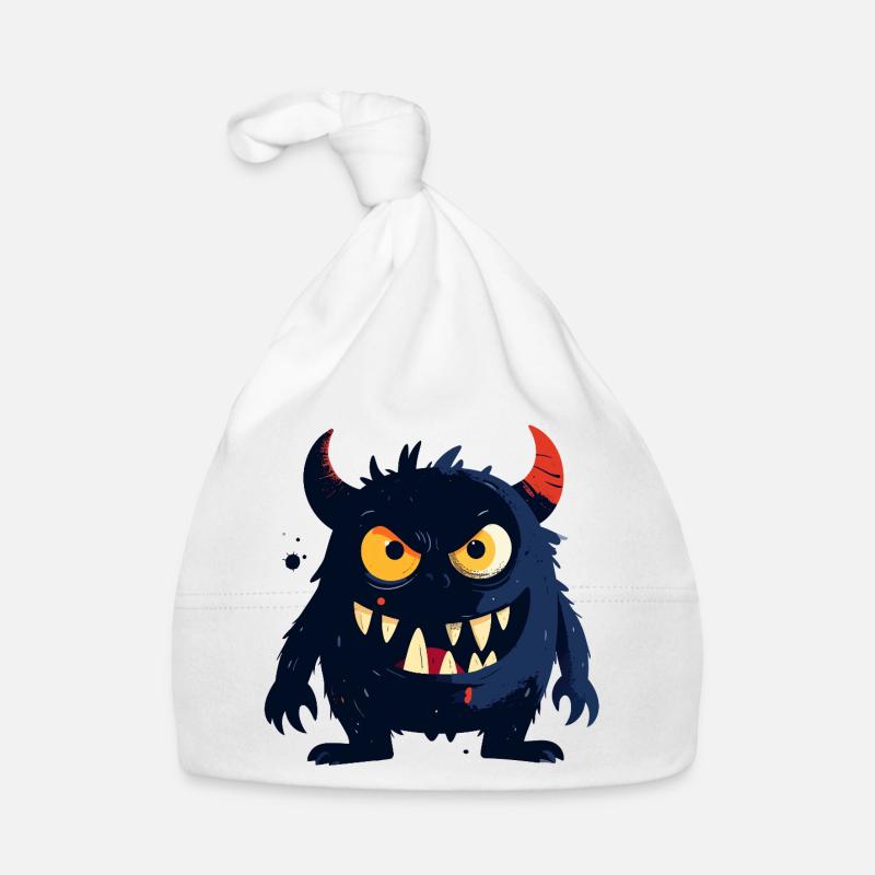 petit monstre coquin avec des cornes et des dents acérées Bonnet bio Bébé