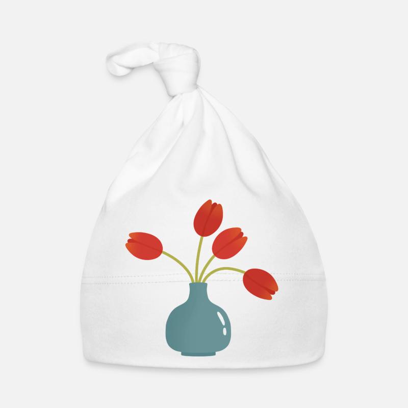 Éclatement de tulipe dans un vase turquoise Bonnet bio Bébé