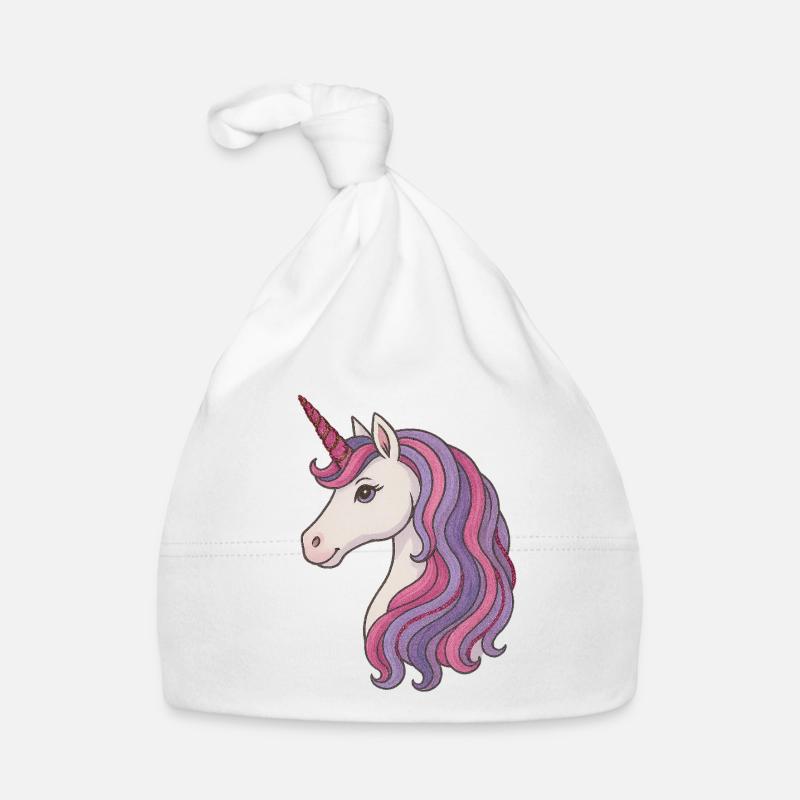 Pastell-Einhorn-Porträt Pink Baby Bio-Mütze