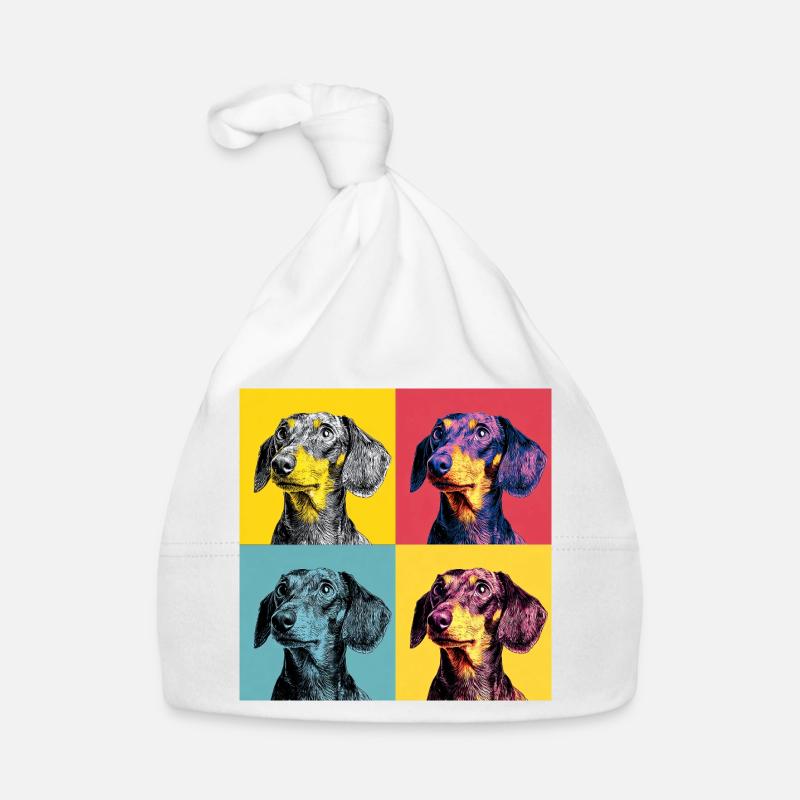 Pop Art Dackel-Quad Baby Bio-Mütze