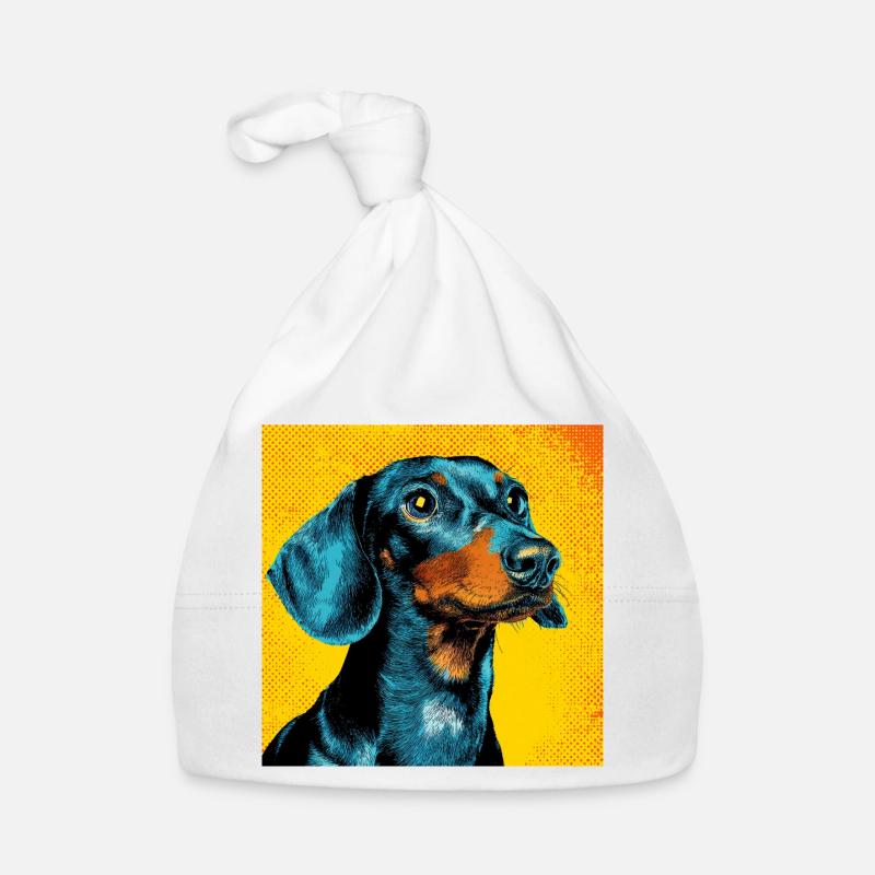 Teckel Pop Art Bonnet bio Bébé