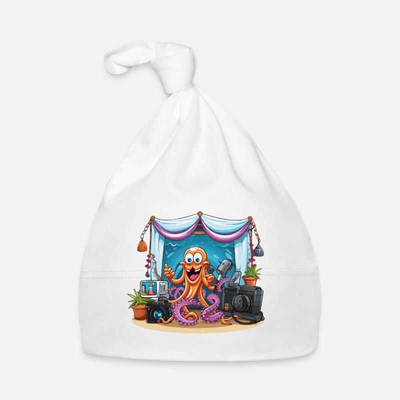 Oktopus Influencer auf Bühne Baby Bio-Mütze