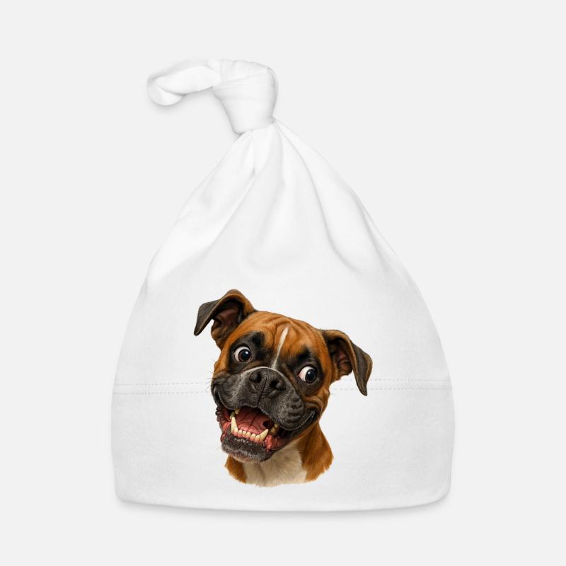 Boxer Grin Portrait Print Organic Baby Cap