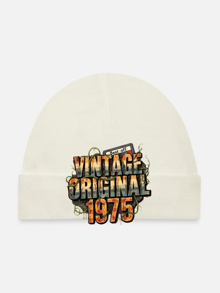 Vintage Original 1975 - Bonnet bio Bébé - blanc - Devant