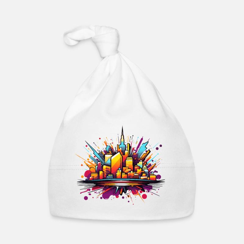 Bunte Stadtsilhouette Explosion Baby Bio-Mütze