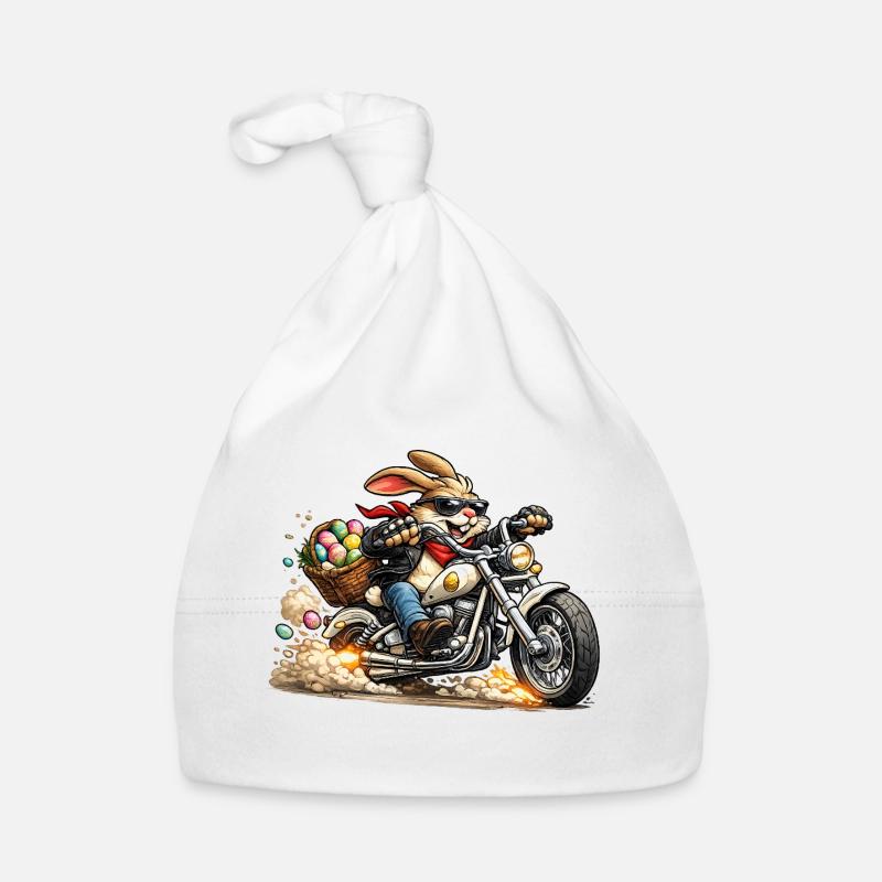 Easter bunny on motorcycle Organic Baby Cap
