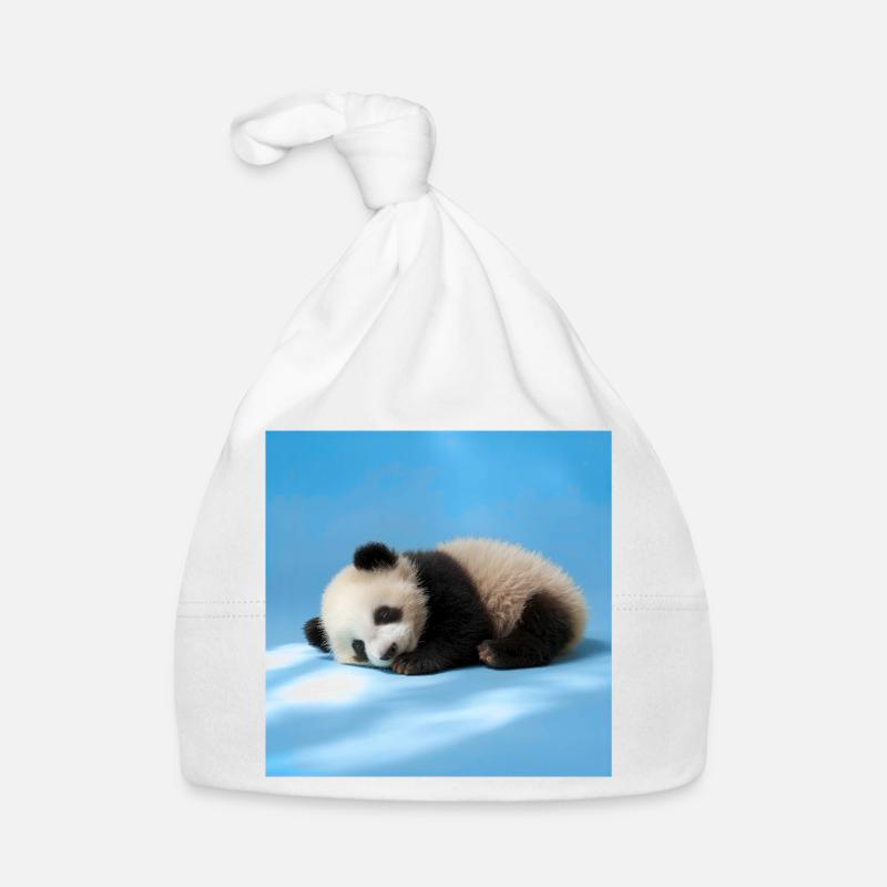 Panda bleu endormi Bonnet bio Bébé
