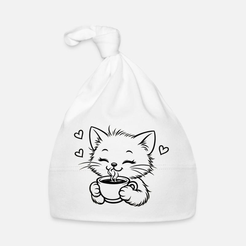 Kitten drinks coffee cuddle magic Organic Baby Cap