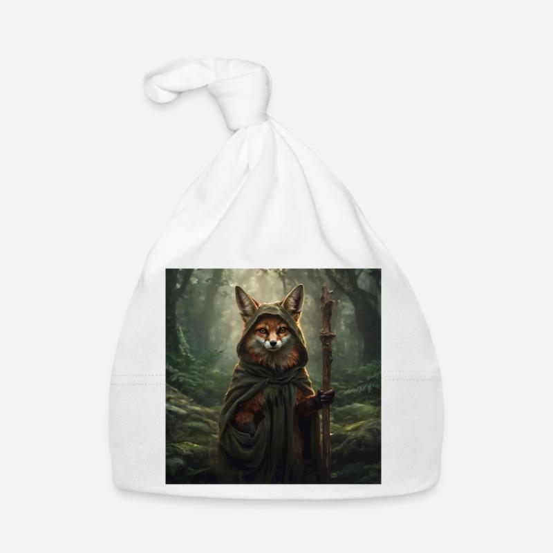 Forest Fox in Druid Cape Organic Baby Cap