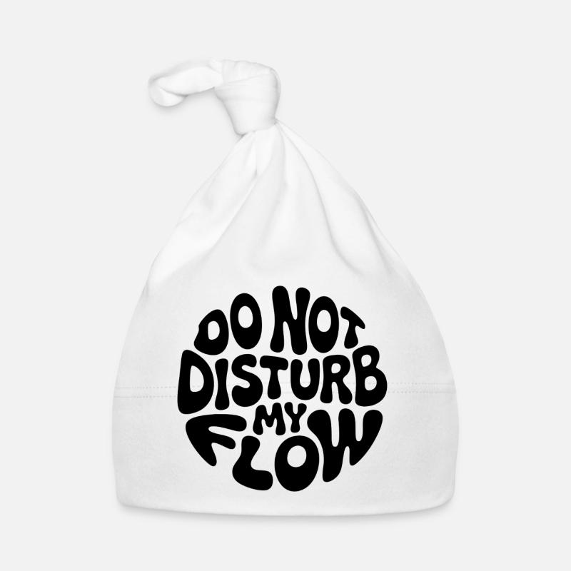 Ne dérange pas mon flux de marque noire - Bonnet bio Bébé - blanc
